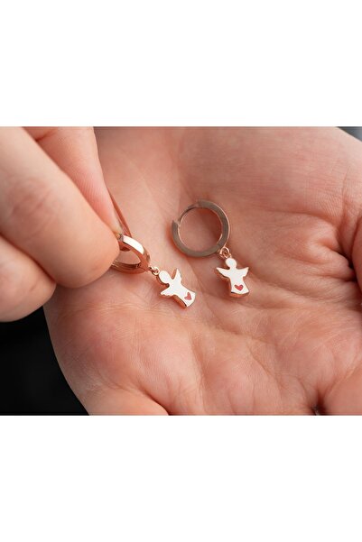 Silvano Jewelry 925 Ayar Rose Mineli Melek Gümüş Küpe