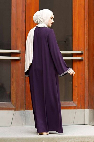 ISTANBUL STYLES أكمام مرصعة بالأحجار وأكمام طويلة وسحاب بطول الأرض وأزياء تركية إسلامية
