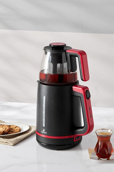 Karaca Maxi Tea Xl 2in1 Glass Teapot Tea Machine And Kettle Cranberry