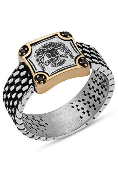 ALYANSEVİM Selçuklu Devleti Çift Başlı Kartal 925 Gümüş Erkek Yüzük