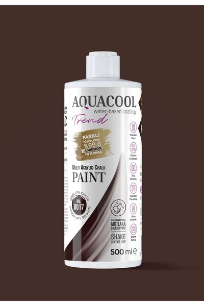 Aquacool Trend Akrilik Hobi Boya 500 ml Su Bazlı Hibrit Dönüşüm Boyası Ral 8017 Çikolata