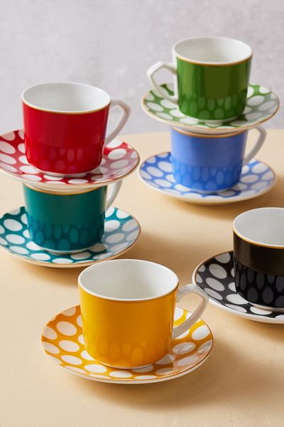 Karaca Polka Dot Coffee Cup Set for 6 People 80 ml