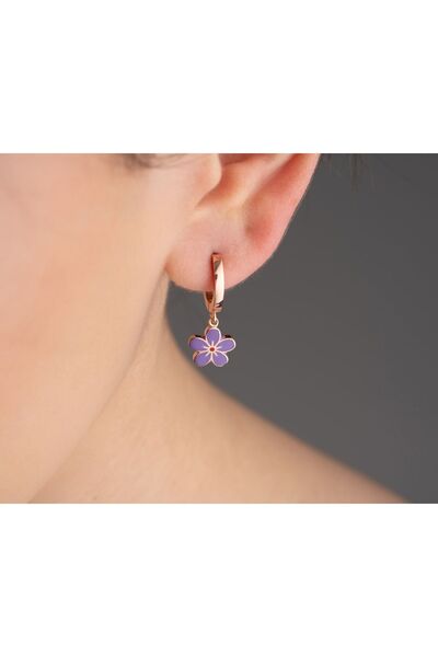 Silvano Jewelry 925 Ayar Rose Mineli Çocuk Küpesi