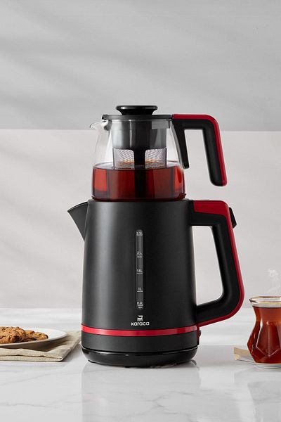 Karaca Maxi Tea Xl 2in1 Glass Teapot Tea Machine And Kettle Cranberry