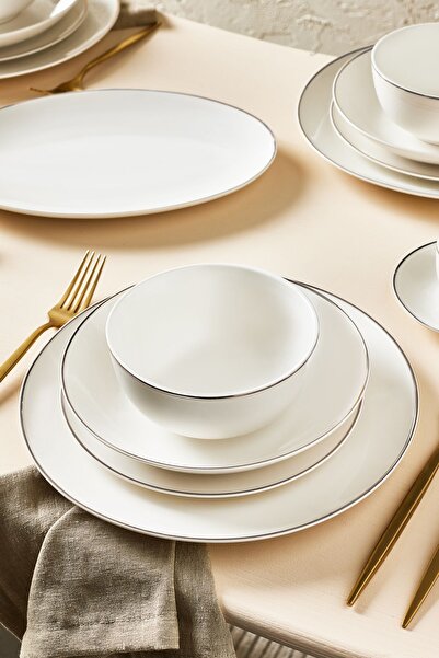 Karaca Epsilon New Bone 76 Parça 12 Kişilik Yemek Takımı Platin