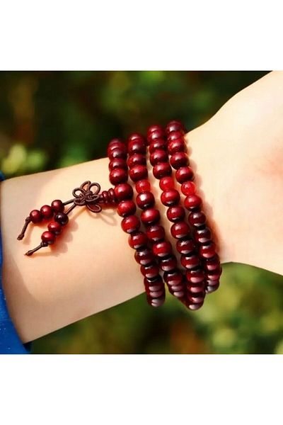 PİRAMİGO Buddhism 108 Piece Mala Sandalwood Bracelet/Necklace