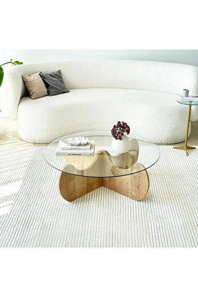 NEOstill -Himalayas Cam Sehpa/Safir Meşe&Şeffaf Cam