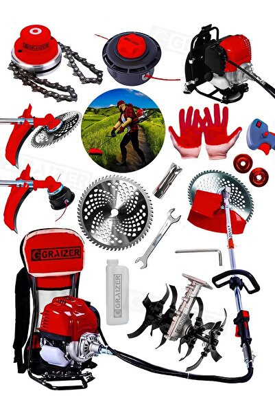 Graizer Alman 20 Hp Sırt Tipi Benzinli Motorlu Ot Çalı Tırpanı Çim Biçme Makinesi Tirpan Çapa Aparati