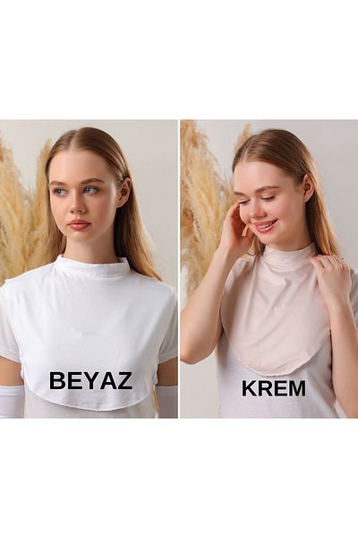 Melodi Scarf Λευκή κρέμα Hijab 2 τεμαχίων γιακάς λαιμού Γυναικεία