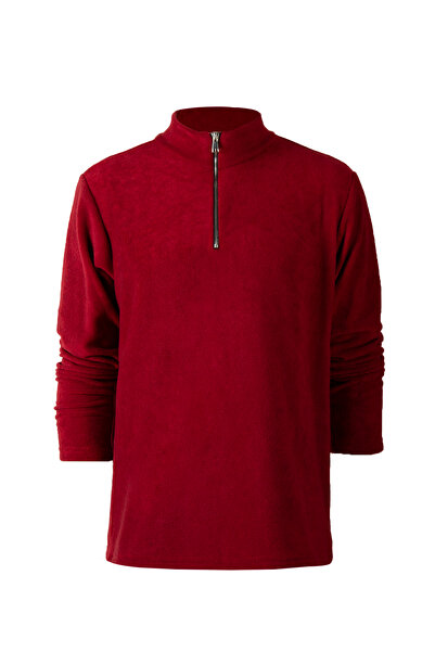BUCADO Kırmızı Yarım Fermuarlı Regular Kalıp Dik Yaka Polar Sweatshirt