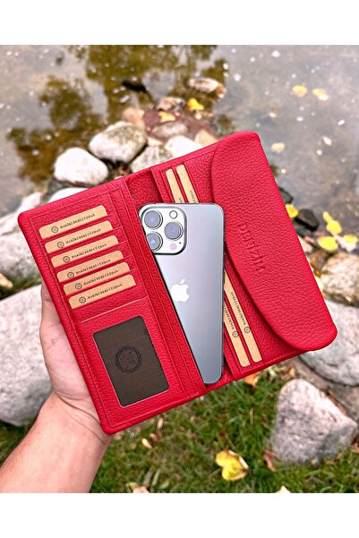 ByAkgöz Telefon Bölmeli Tulum Model El Cüzdanı Hakiki Deri