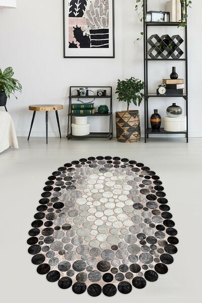 G&C HOME Lazer Kesim Figürlü Dijital Baskı Yıkanabilir Kaymaz Taban Salon Mut...