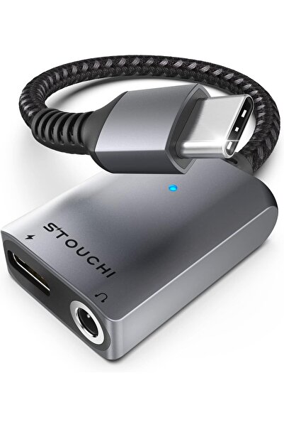 Stouchi Usb-c 3.5mm Ses + Şarj Adaptörü - Gri