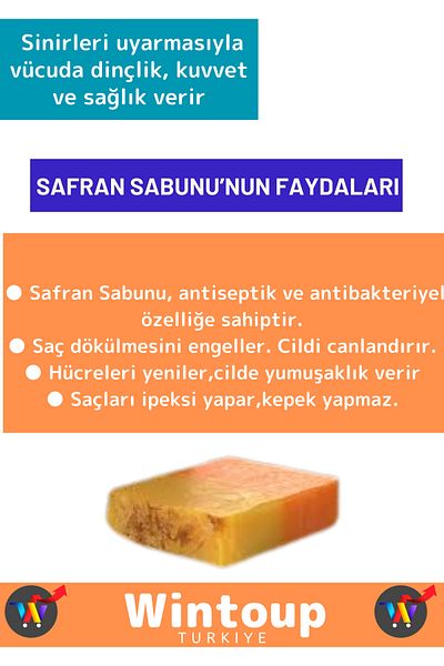 Wintoup صابون الزعفران الطبيعي النقي 100% - 5 قطع للاستخدام للشعر والبشرة والجسم