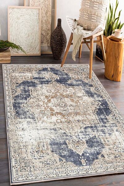 G&C HOME Vintage Dijital Baskı Yıkanabilir Kaymaz Taban Salon Mutfak Balkon H...