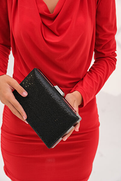 ROZA CANTA Βραδινό Φόρεμα Τσάντα Μαύρη Πέτρα Βραδινή Τσάντα