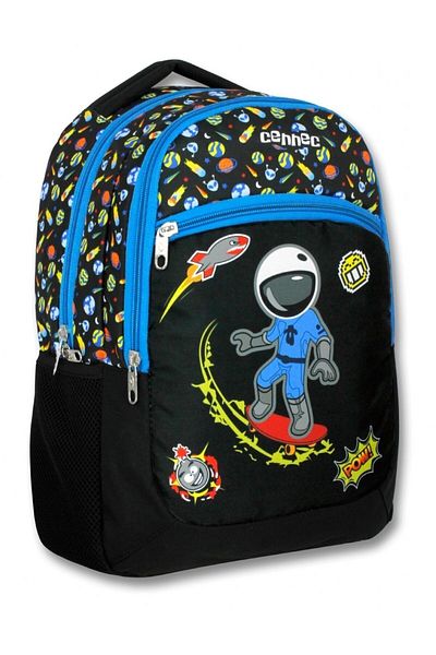 ÜMİT ÇANTA Cennec Black Blue Astronaut Boys Primary School School Backpack - Three Compartments