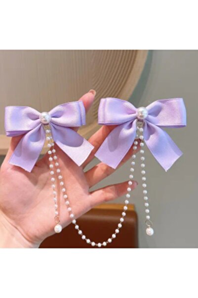 SE Jewellery Lila İnci Detaylı İkili Fiyonk Toka