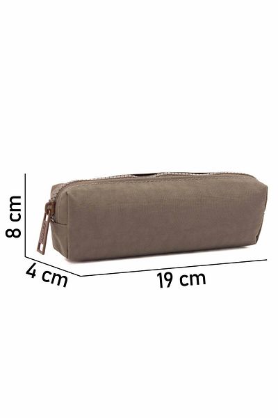 NEMO GROUP Single Eyed Waterproof Pencil Case - Light Mink, Single Pocket, Crinkle Fabric