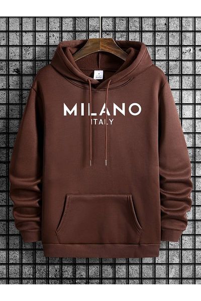 PALPİTO Φούτερ με κουκούλα Unisex Brown Shh Cares με στάμπα 3 νημάτων