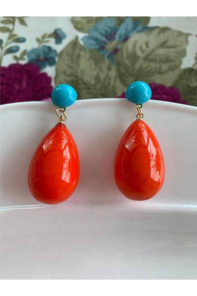 Orange coral earrings hot sale