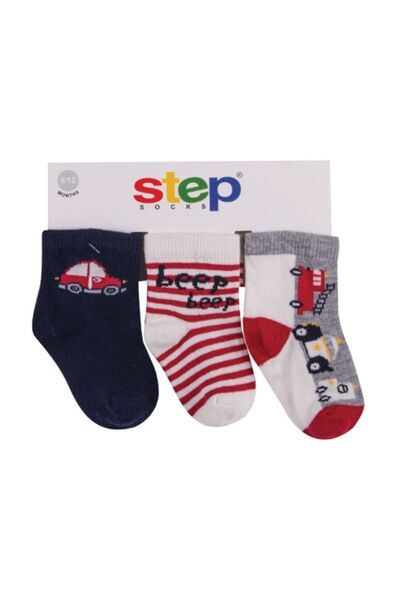 Step Beep Car 3-Piece Socket Baby Socks 10058