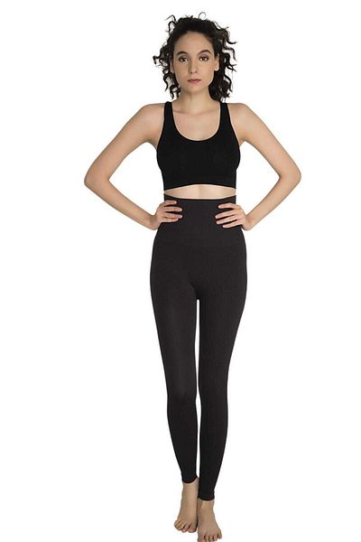 Momslab Women's Black Seamless Daily Wear Corseted Leggings