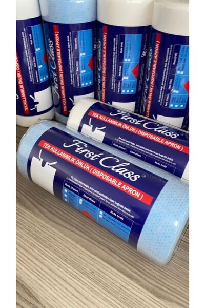 First Class Dişçi Hasta Önlüğü Mavi Laminasyonlu Sıvı Geçirmez 80'li 2 Rulo