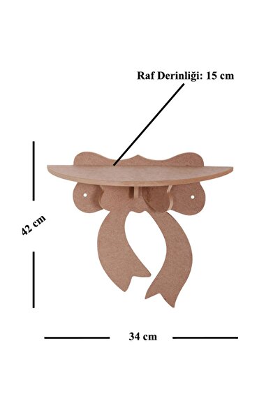 st koleksiyon hobi antika Ahşap Boyanabilir MDF 3 lü Set Dekoratif Fiyonk Duvar Rafı - Terek