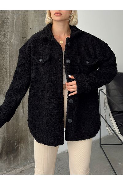 AFROGİYİM Cămașă oversize de pluș pentru femei