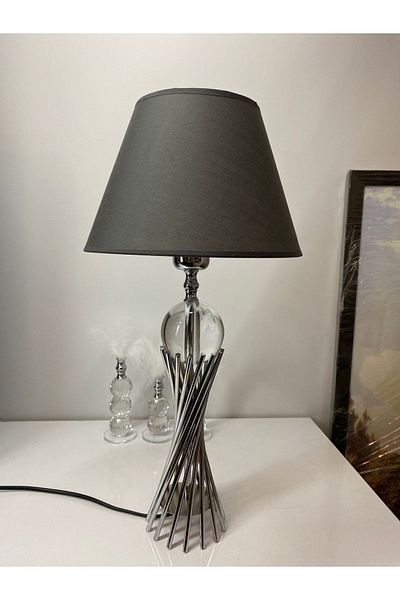 asellus Crystal Glass Silver Colored Misbah Twist Lampshade Table Lamp