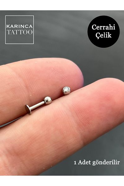 Karınca Piercing 6 Mm Shortest - Flat Helix Tragus Labret Jewelled Piercing Earring (Carinca Tattoo)