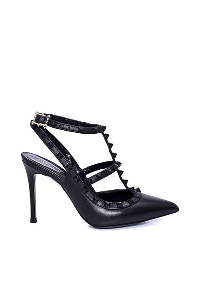 Sofia Baldi Evelin Black Leather Women's Stiletto and Evening Dress