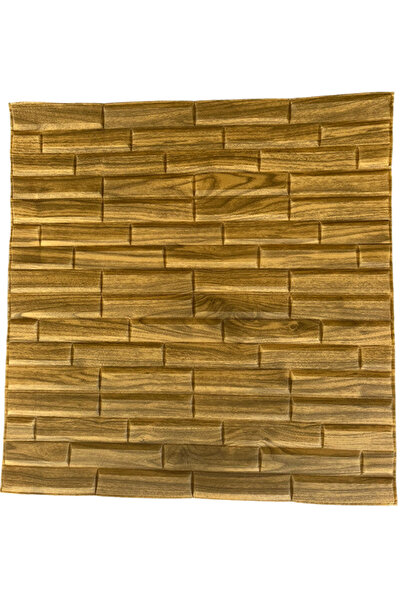 UKAB 70x70 cm Kendinden Yapışkanlı Ahşap Piramit Desen Esnek Köpük Duvar Pane...