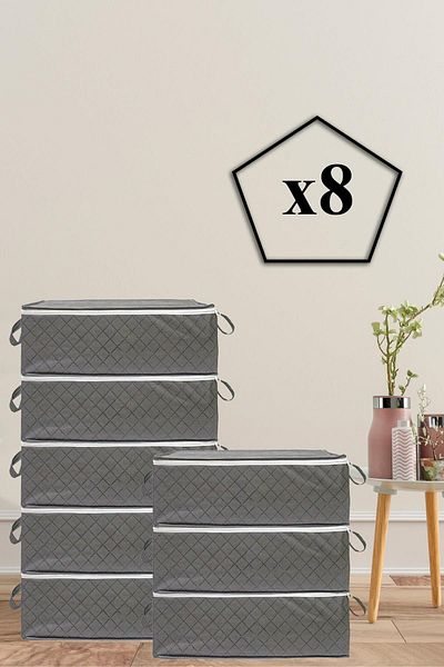 Nanteks 8 Pieces Quilted Patterned Underfloor Bag 60x40x22 (ANTHRACITE)