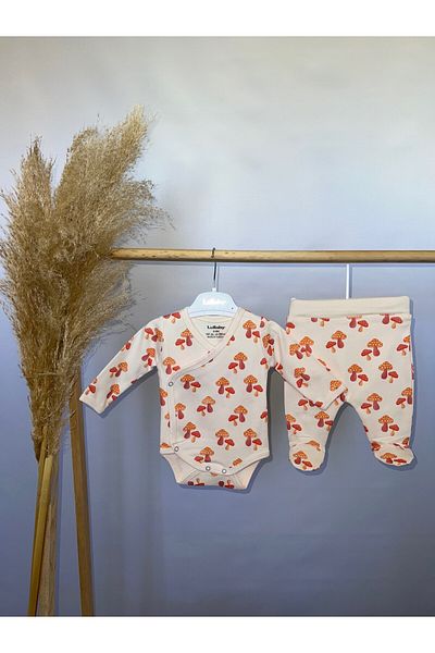Lullaby 2-Piece Mushroom Patterned Double Breasted Baby Bodysuit Set