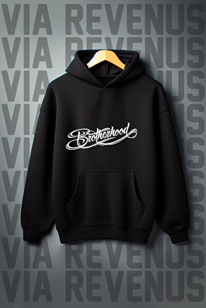 Vordevia Суитшърт с качулка и джоб „кенгуру“ от 3 прежди, голям размер, с щам...