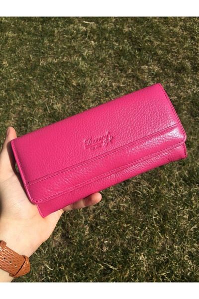 DERKON Useful Genuine Leather Pink Women's Wallet
