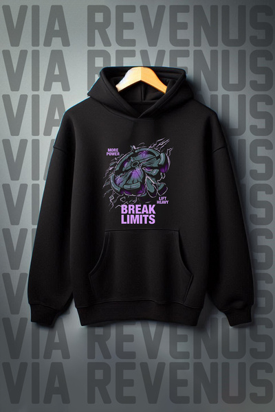 Vordevia Break Limits Štampano Crna Sa kapuljačom Dukserica - Kengur džep, 3 ...