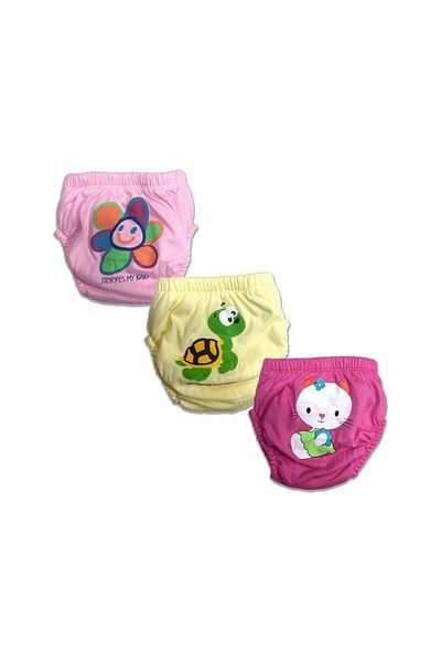 Poope's Set of 3 Turtle-Cat-Flower Patterned Training Pants
