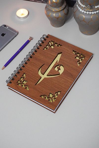 markcat Elif Vav Wooden Notebook - Agenda and Daily Use - Unlined, A5 Notebook - Gift