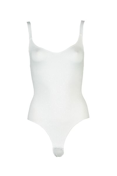 Momslab Corset de corp fără cusături de piele albă pentru femei 2944