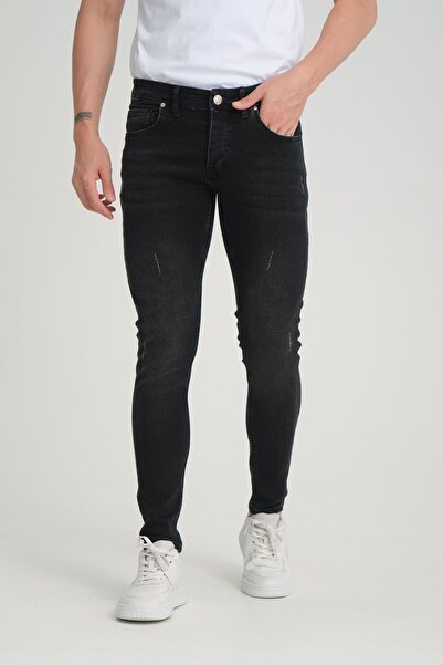 OneZero Anthracite Men's Skinny Fit Destroy Trousers