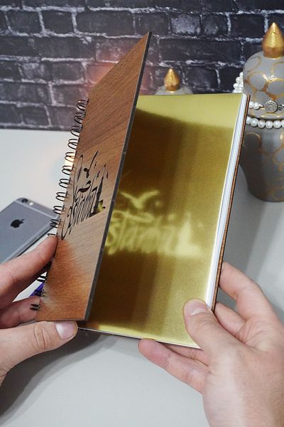 markcat Istanbul Patterned Wooden Notebook - Notebook - School Notebook - Unlined Notebook - Notebook