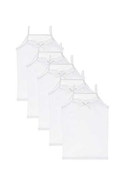 Donella Pack of 5 100% Cotton Girls' White Undershirt - 4350d2