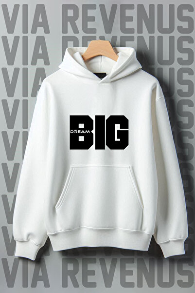 Vordevia Dream Big Kangaroo Printed - Hanorac supradimensionat cu glugă cu 3 fire raster