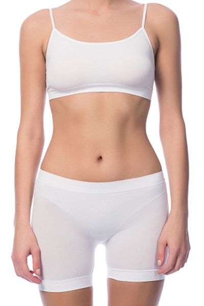 Momslab Women's White Seamless Shorts Leggings 2029