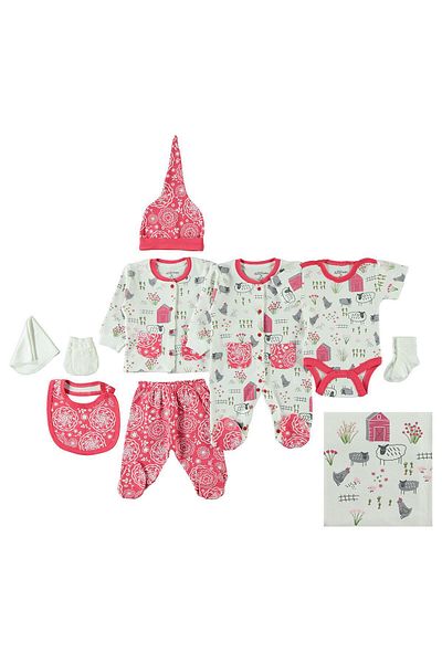 Aziz Bebe Baby Girl 10-Piece Bodysuit Set 0-3 Months Ecru