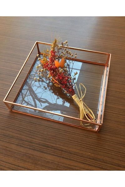 GÜVEN 20x20 cm Square Glass Tray