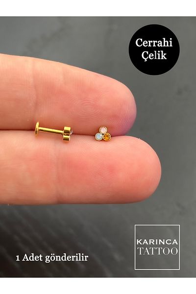 Karınca Piercing Three-Stone Piercing Flat Conch Forward Helix Cartilage Nostril Nose Tragus Piercing Earrings